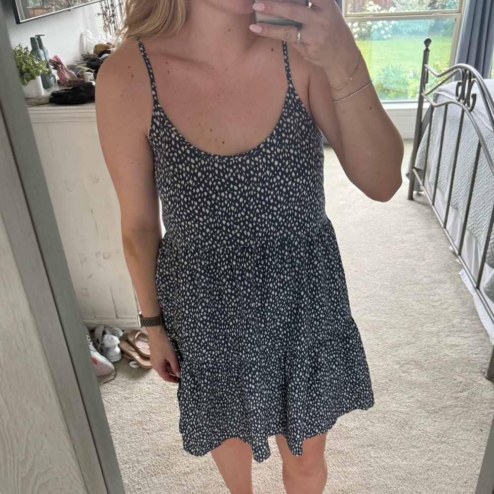 Wishlist navy blue & white patterned mini dress